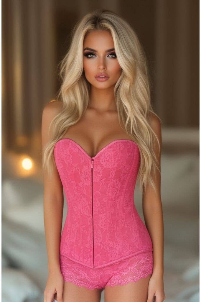 All Dolled Up Pink Full Bust Zippered Corset