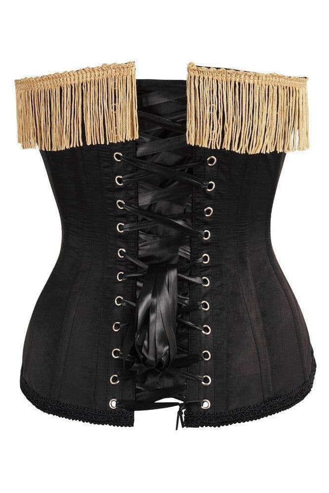 Top Drawer Burlesque Mistress of Ceremonies Steel Boned Corset w/Gold Fringe