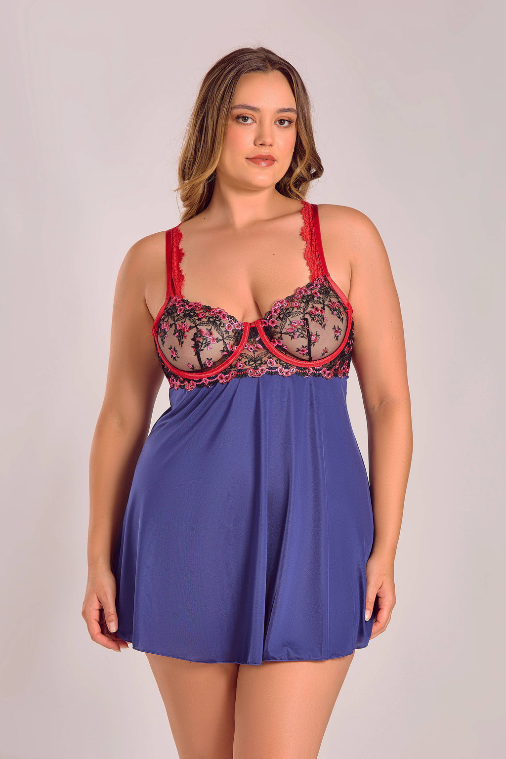 Intense Passion Embriodered Floral and Lace Lingerie Set